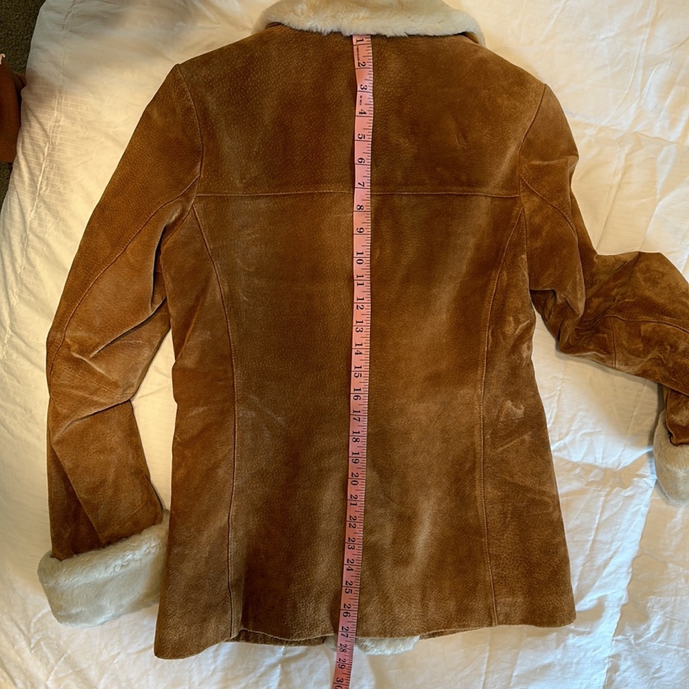 Like new Suede coat with soft faux fur accents - Picture 7 of 14